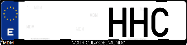Imágen de matrícula de coche con letras HHC de España