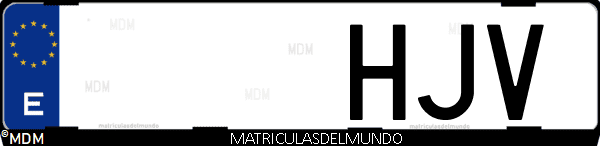Imágen de matrícula de coche con letras HJV de España