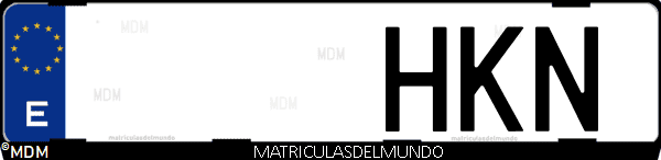 Imágen de matrícula de coche con letras HKN de España