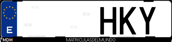 Imágen de matrícula de coche con letras HKY de España