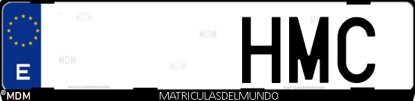 Imágen de matrícula de coche con letras HMC de España