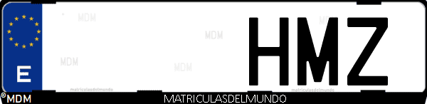 Imágen de matrícula de coche con letras HMZ de España