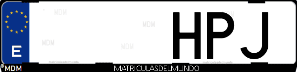 Imágen de matrícula de coche con letras HPJ de España