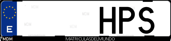 Imágen de matrícula de coche con letras HPS de España