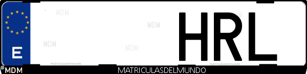 Imágen de matrícula de coche con letras HRL de España