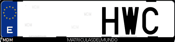 Imágen de matrícula de coche con letras HWC de España