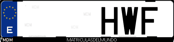 Imágen de matrícula de coche con letras HWF de España