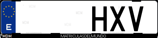 Imágen de matrícula de coche con letras HXV de España
