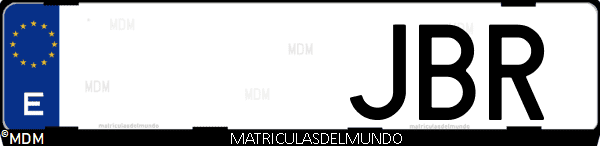 Imágen de matrícula de coche con letras JBR de España