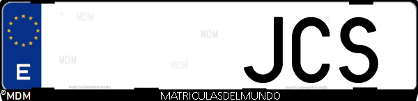 Imágen de matrícula de coche con letras JCS de España