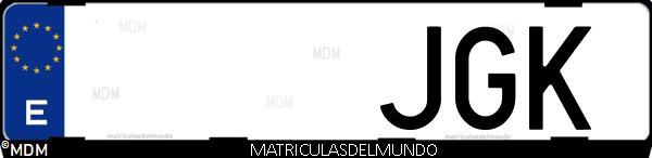 Imágen de matrícula de coche con letras JGK de España