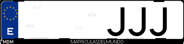 Imágen de matrícula de coche con letras JJJ de España