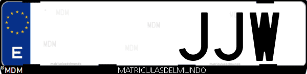 Imágen de matrícula de coche con letras JJW de España