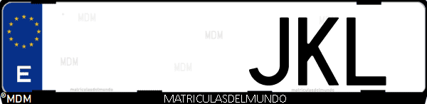 Imágen de matrícula de coche con letras JKL de España