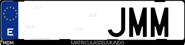 Imágen de matrícula de coche con letras JMM de España