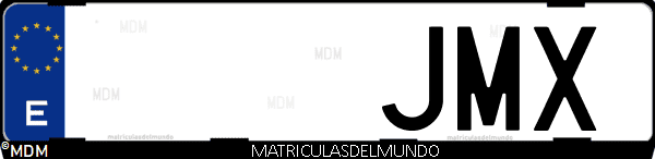 Imágen de matrícula de coche con letras JMX de España