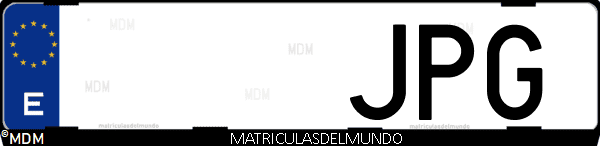 Imágen de matrícula de coche con letras JPG de España