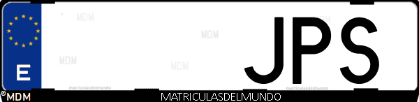 Imágen de matrícula de coche con letras JPS de España