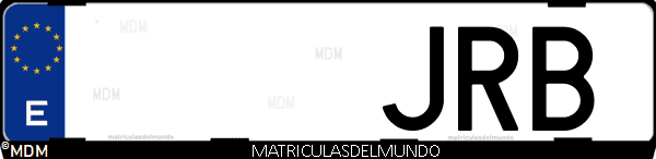 Imágen de matrícula de coche con letras JRB de España
