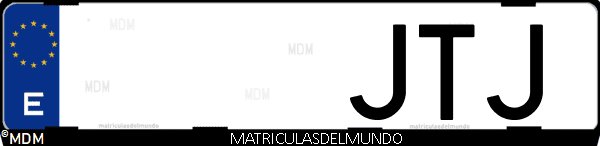 Imágen de matrícula de coche con letras JTJ de España