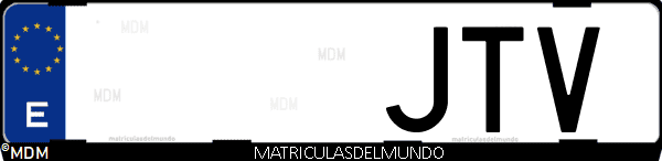Imágen de matrícula de coche con letras JTV de España