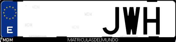 Imágen de matrícula de coche con letras JWH de España