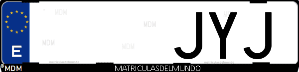 Imágen de matrícula de coche con letras JYJ de España
