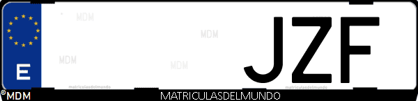 Imágen de matrícula de coche con letras JZF de España