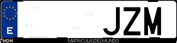Imágen de matrícula de coche con letras JZM de España