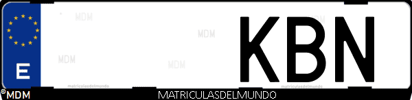 Imágen de matrícula de coche con letras KBN de España