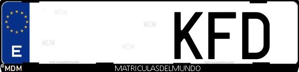 Imágen de matrícula de coche con letras KFD de España