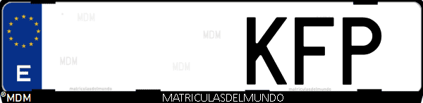 Imágen de matrícula de coche con letras KFP de España