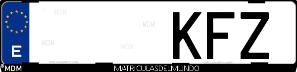 Imágen de matrícula de coche con letras KFZ de España