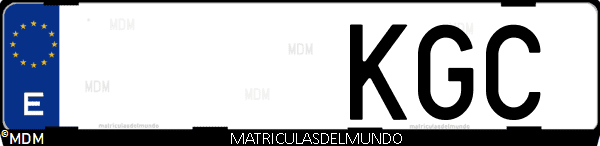 Imágen de matrícula de coche con letras KGC de España