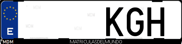 Imágen de matrícula de coche con letras KGH de España