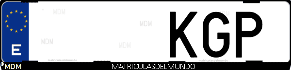 Imágen de matrícula de coche con letras KGP de España
