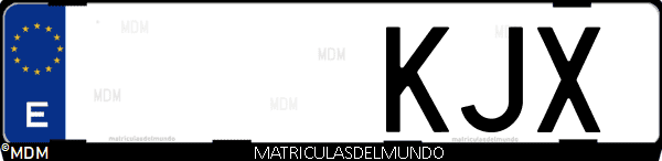Imágen de matrícula de coche con letras KJX de España