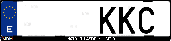 Imágen de matrícula de coche con letras KKC de España