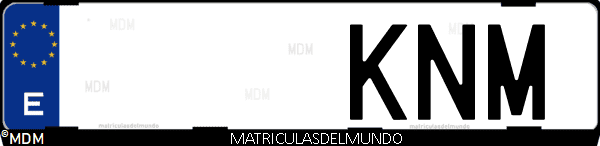 Imágen de matrícula de coche con letras KNM de España
