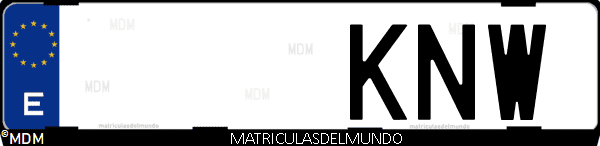 Imágen de matrícula de coche con letras KNW de España