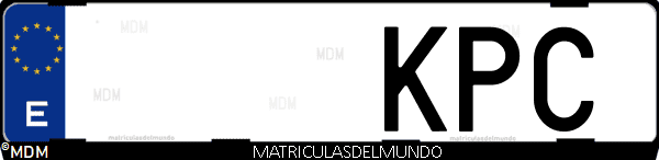 Imágen de matrícula de coche con letras KPC de España