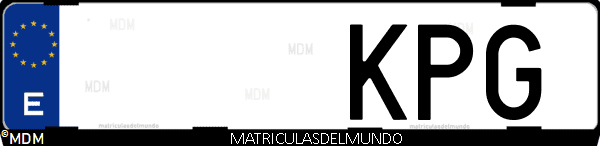 Imágen de matrícula de coche con letras KPG de España