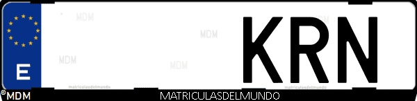 Imágen de matrícula de coche con letras KRN de España