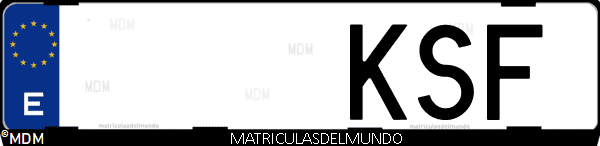 Imágen de matrícula de coche con letras KSF de España