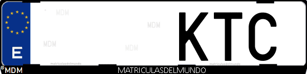 Imágen de matrícula de coche con letras KTC de España