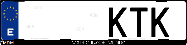 Imágen de matrícula de coche con letras KTK de España