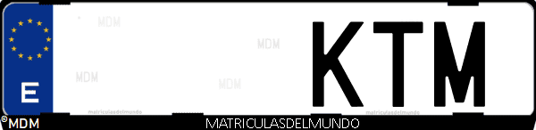 Imágen de matrícula de coche con letras KTM de España