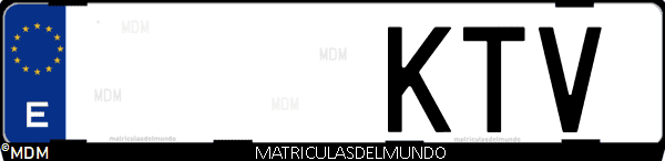 Imágen de matrícula de coche con letras KTV de España