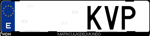 Imágen de matrícula de coche con letras KVP de España
