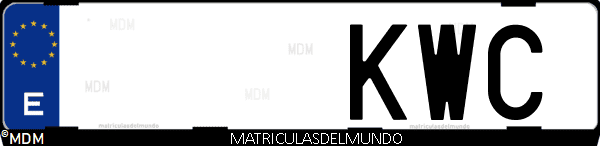 Imágen de matrícula de coche con letras KWC de España